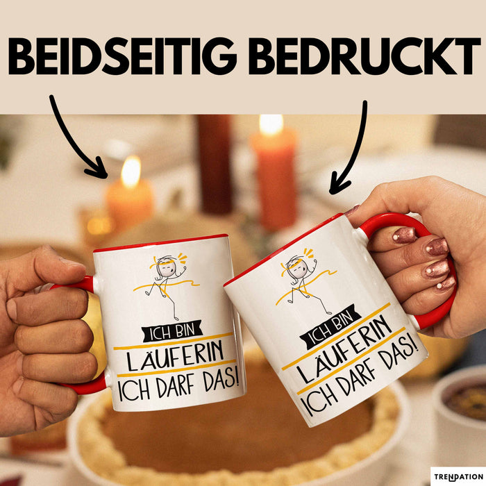 Geschenk für Läuferin Tasse Lustige Geschenkidee Geburtstag Ich Bin Läuferin Ich Darf Das Rot Trendation