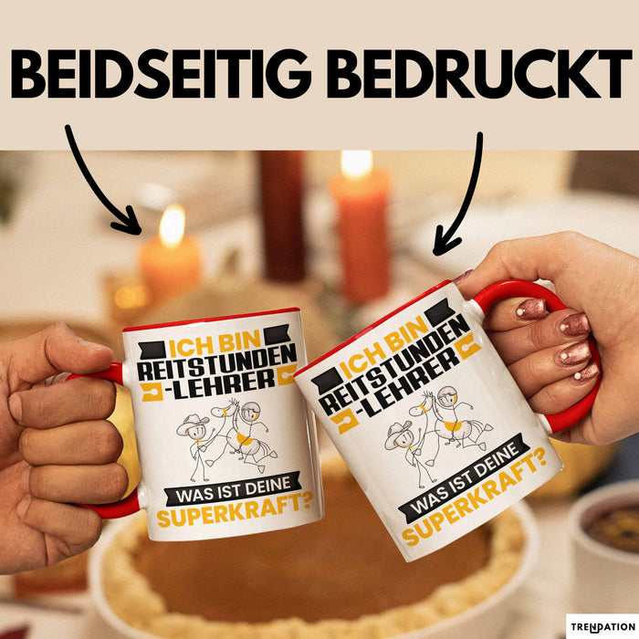Reitstundenlehrer Tasse Geschenk für Reitstundenlehrer Geburtstag Lustiger Spruch Kaffee-Becher Was Ist Deine Superkraft Rot Trendation