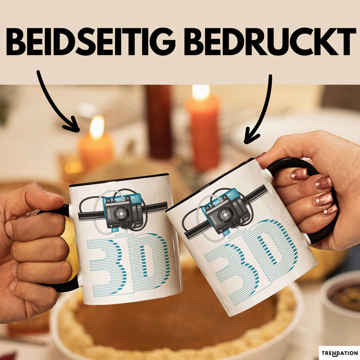 3D Drucker Tasse mit Grafik lustige Geschenkidee für Technikliebhaber Schwarz Trendation