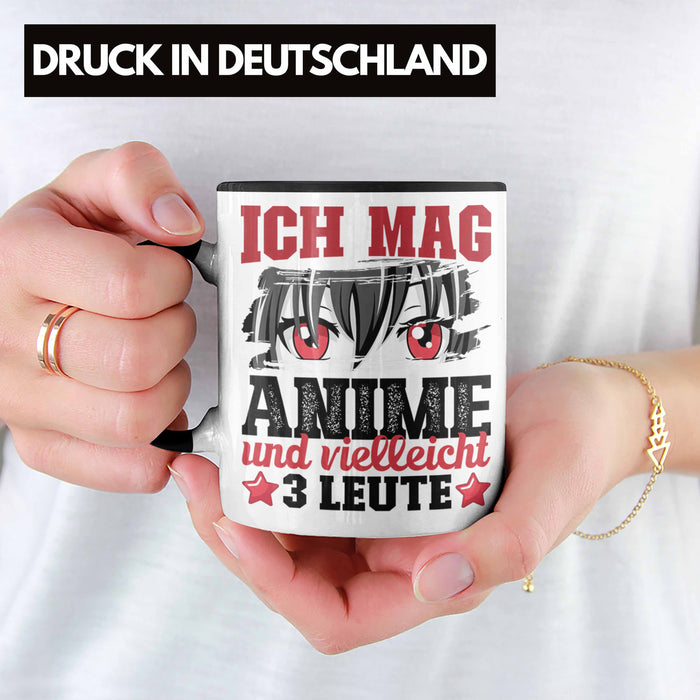 Anime Tasse Geschenk Anime-Liebhaber Geschenkidee Ich Mag Anime Und Vielleicht 3 Leute Schwarz Trendation