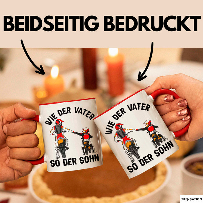 Vater Sohn Tasse Geschenk Lustige Geschenkidee Spruch Dirt-Bike Biker Rot Trendation
