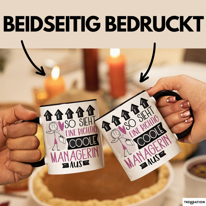 Managerin Geschenk Tasse Lustig Geschenkidee für Managerin Geburtstag So Sieht Eine Richtig Coole Managerin Aus Frauen Spruch Schwarz Trendation
