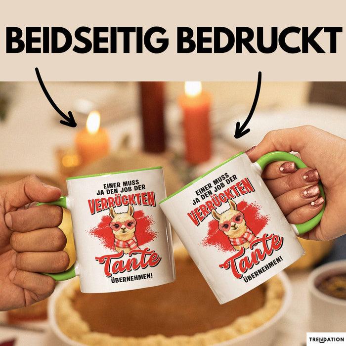 Beste Tante Nichte Neffe Tasse Geschenk Lustige Geschenkidee Spruch Einer Muss Ja Den Job Der Verrückten Tante Übernehmen Grün Trendation