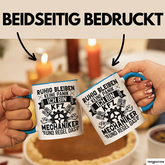 Kfz Mechaniker Tasse Geschenk Ruhig Bleiben Ich Bin Kfz Mechaniker Und Regel Das Geschenkidee Blau Trendation