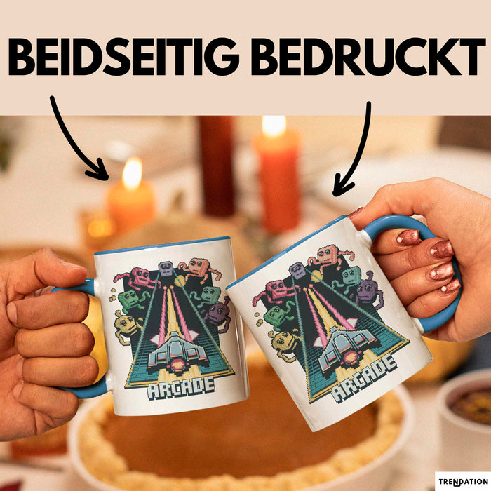Retro Gamer Tasse Geschenkidee für Gaming und Konsolen Fans Blau Trendation