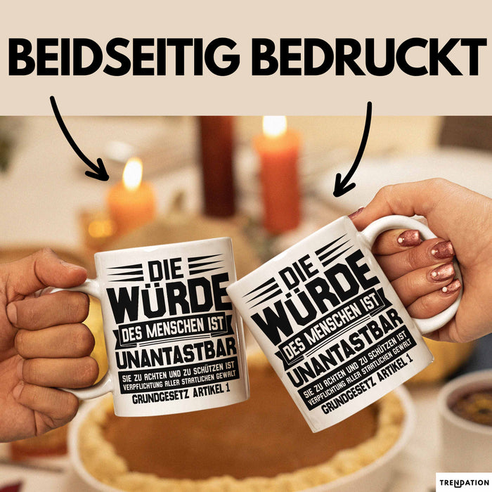 Jura Tasse Geschenk Die Würde Des Menschen Ist Unantastbar Geschenkidee Jurist Juristin Anwalt Becher Weiß Trendation