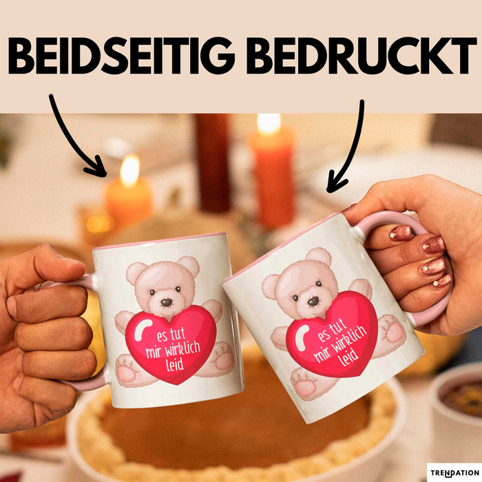 Entschuldigung Tasse Es Tur Mir Wirklich Leid Geschenkidee Sorry Becher Rosa Trendation