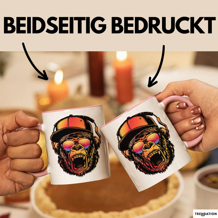 Affe Grafik Tasse Coole Tassen Geschenkidee Jungs Dj Chimpanse Becher Rosa Trendation