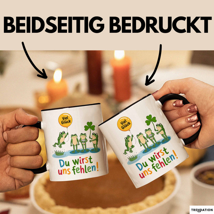 Büroarbeit Kollege Abschied Frösche Tasse Geschenk Lustige Geschenkidee Spruch Du Wirst Uns Fehlen Trendation