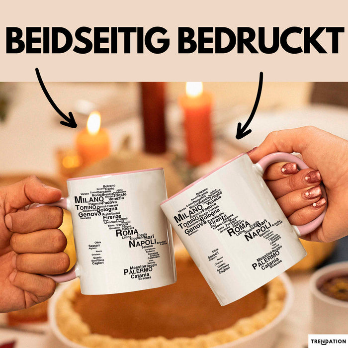 Italienische Städte Italien Karte Tasse Geschenk Lustige Geschenkidee Spruch Rosa Trendation