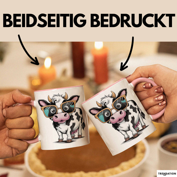 Kuh Liebhaber Tasse Geschenkidee für Bauernhoftier Fans Rosa Trendation
