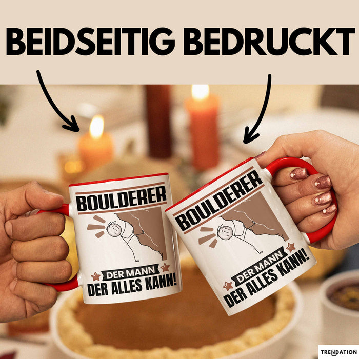 Boulderer Tasse Geschenk für Boulderer Der Mann Der Alles Kann Geschenkidee zum Geburtstag Rot Trendation
