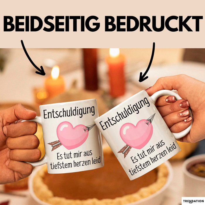 Entschuldigung Tasse Es Tut Mir Aus Tiefstem Herzen Leid Geschenkidee Sorry Becher Weiß Trendation
