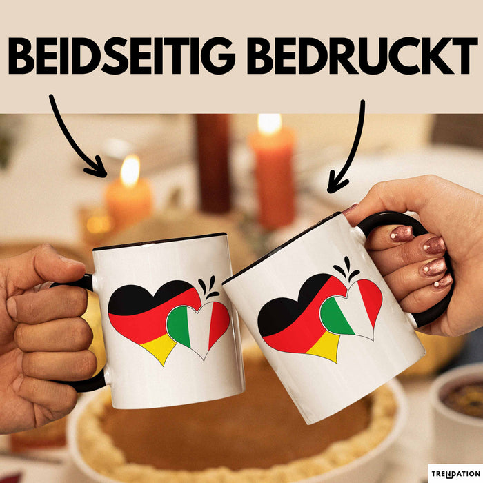 Deutschland Italien Tasse Geschenk Halb Italiener Deutsche Geschenkidee Fußball 2025 Schwarz Trendation