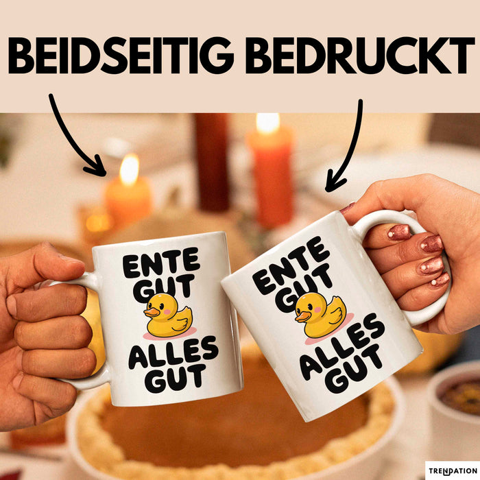 Quietscheente Tier Tasse Geschenk Lustige Geschenkidee Spruch Ente Gut Alles Gut Weiß Trendation