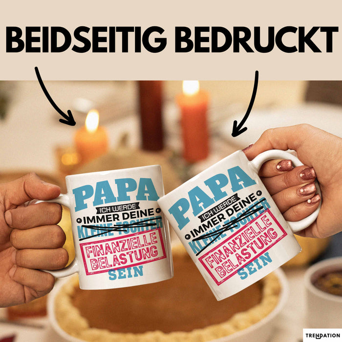 Witzige Tasse Geschenk Papa Tochter Finanzielle Belastung Spruch Weiß Trendation