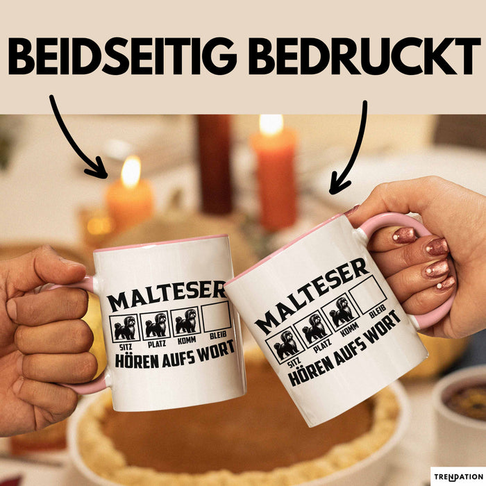 Malteser Hören Aufs Wort Tasse Geschenk Malteser Besitzer Mama Becher Rosa Trendation