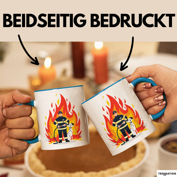 Feuerwehrmann Tasse Geschenk Lustige Geschenkidee Spruch Für Feuer Helden Blau Trendation