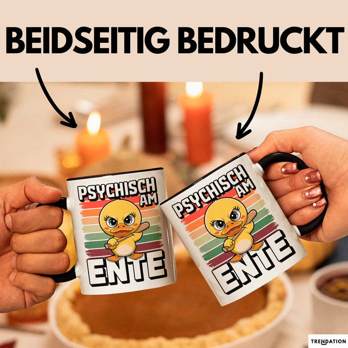 Ente Tier Tasse Geschenk Lustige Geschenkidee Spruch Psychisch Am Ente Schwarz Trendation