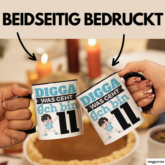 Digga Ich Bin 11 Tasse Jungs Geschenk 11. Geburtstag Lustig Schwarz Trendation