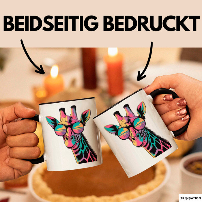 Giraffe Mit Sonnenbrille Tasse Geschenk Lustige Geschenkidee Spruch Schwarz Trendation