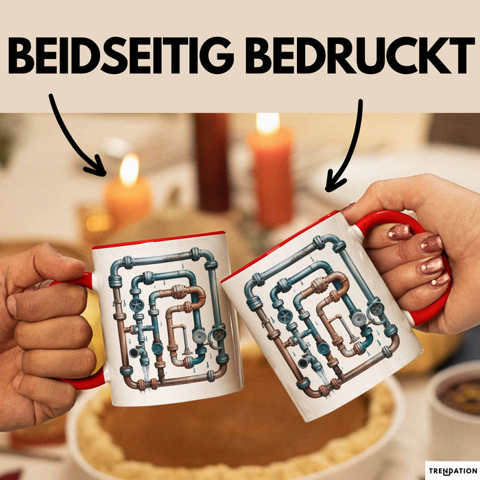 Klempner Tasse Geschenkidee für Rohrleger Lustiger Spruch Rot Trendation