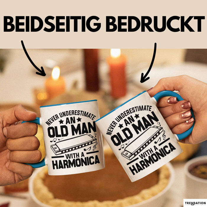 Mundharmonika Tasse Geschenk Vintage Retro Mundharmonika Spieler Geschenk Blau Trendation