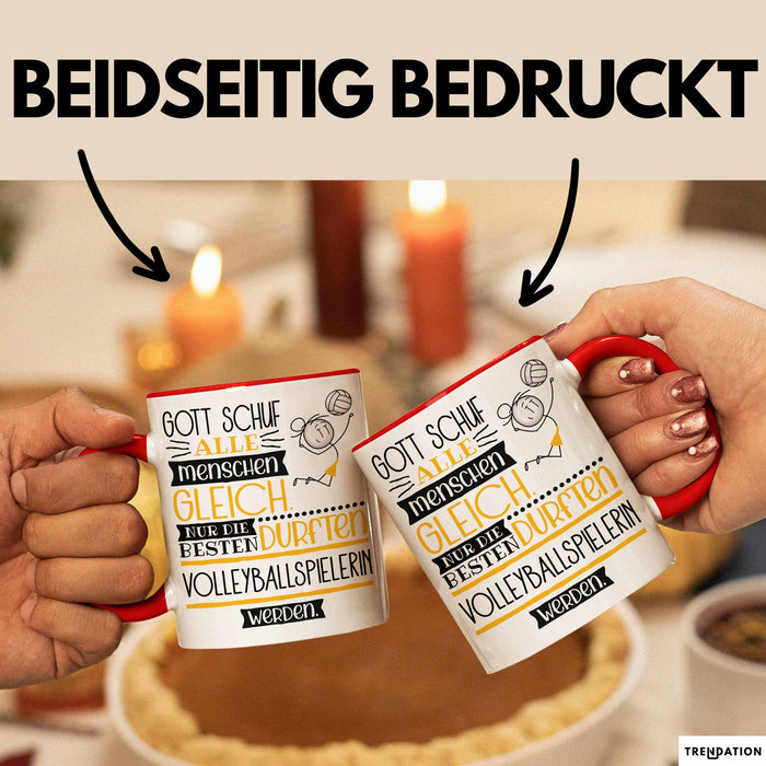Volleyballspielerin Geschenk Becher Tasse Gott Schuf Alle Menschen Gleich Nur Die Besten Durfeten Volleyballspielerin Werden Geschenkidee Lustig Rot Trendation