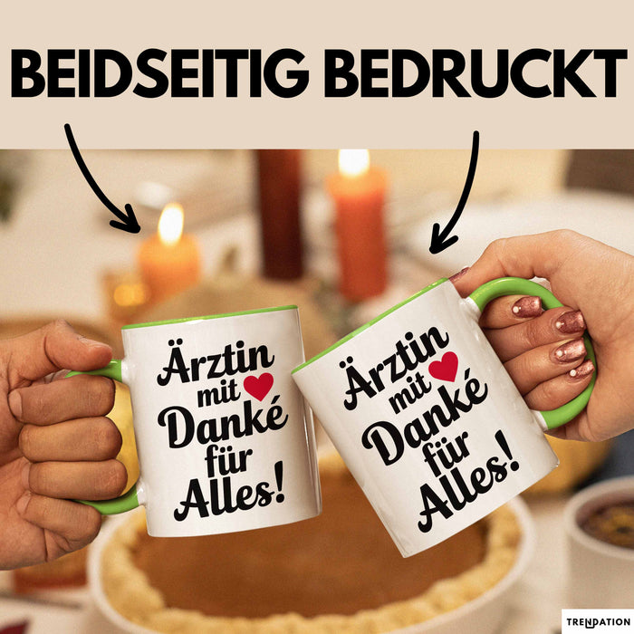 Arzt Tasse Geschenk Lustige Geschenkidee Spruch Ärztin Mit Danke Für Alles Grün Trendation