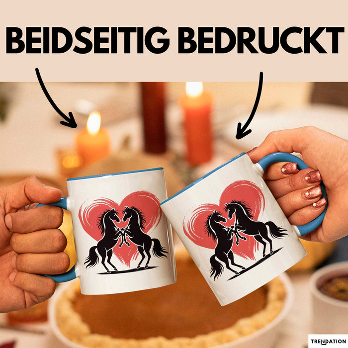 Pferd Tier Herz Tasse Geschenk Lustige Geschenkidee Spruch Blau Trendation