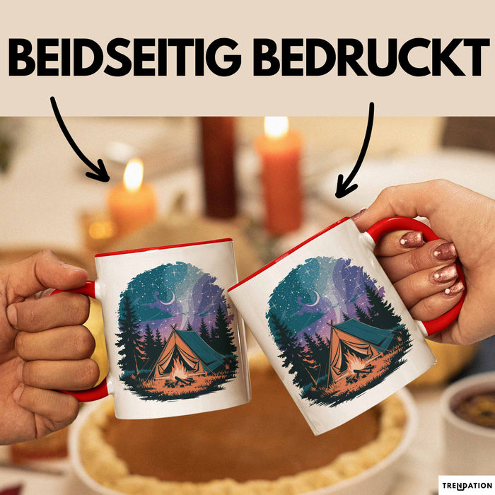 Camper Tasse Geschenkidee für Outdoor Abenteurer Rot Trendation