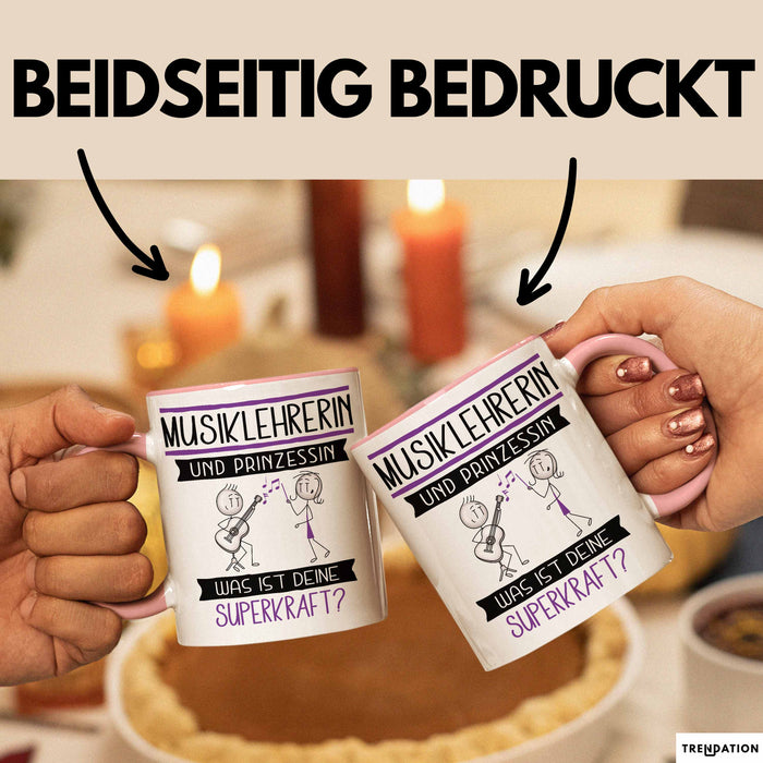 Musiklehrerin Und Prinzessin Tasse Geschenk Für Eine Musiklehrerin Geburtstag Was Ist Deine Superkraft Rosa Trendation