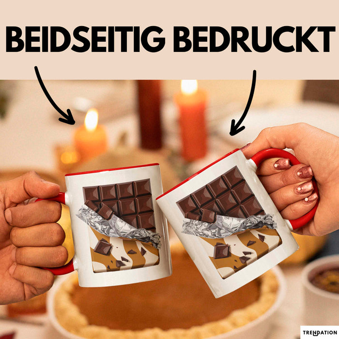Schokoladenliebhaber Tasse Geschenkidee für Naschkatzen Rot Trendation