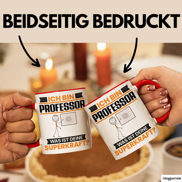 Professor Tasse Geschenk für Professor Geburtstag Lustiger Spruch Kaffee-Becher Was Ist Deine Superkraft Rot Trendation