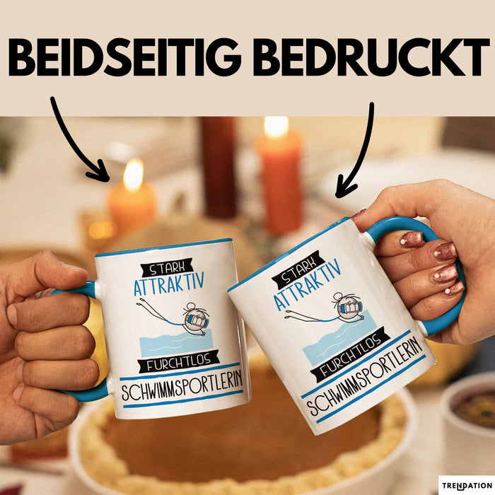 Schwimmsportlerin Tasse Geschenk Becher Stark Attraktiv Furchtlos Schwimmsportlerin Lustige Geschenkidee Blau Trendation