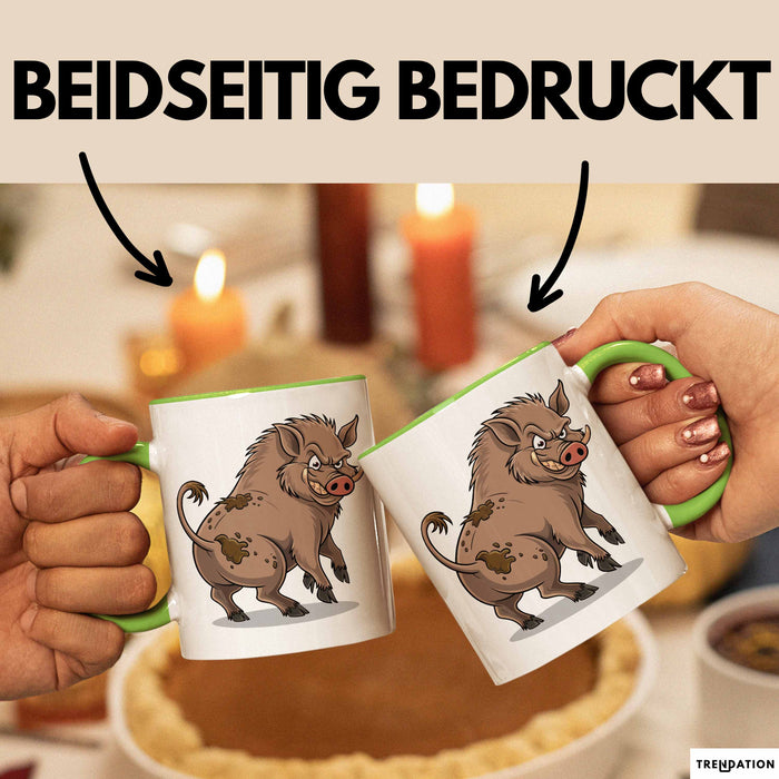 Wildschweinjagd Tasse Geschenk für Schwarzwildjäger Spruch Grün Trendation