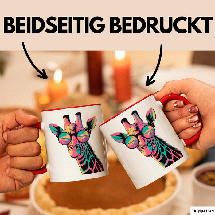 Giraffe Mit Sonnenbrille Tasse Geschenk Lustige Geschenkidee Spruch Rot Trendation