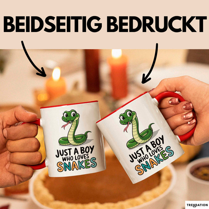 Reptil Schlange Tier Tasse Geschenk Lustige Geschenkidee Spruch Nur Ein Junge Der Schlangen Liebt Rot Trendation