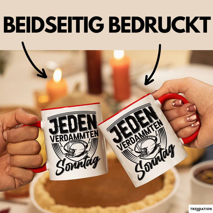 American Football Tasse Geschenk Jeden verdammten Sonntag American Football-Spieler Geschenkidee Kaffee-Becher Rot Trendation