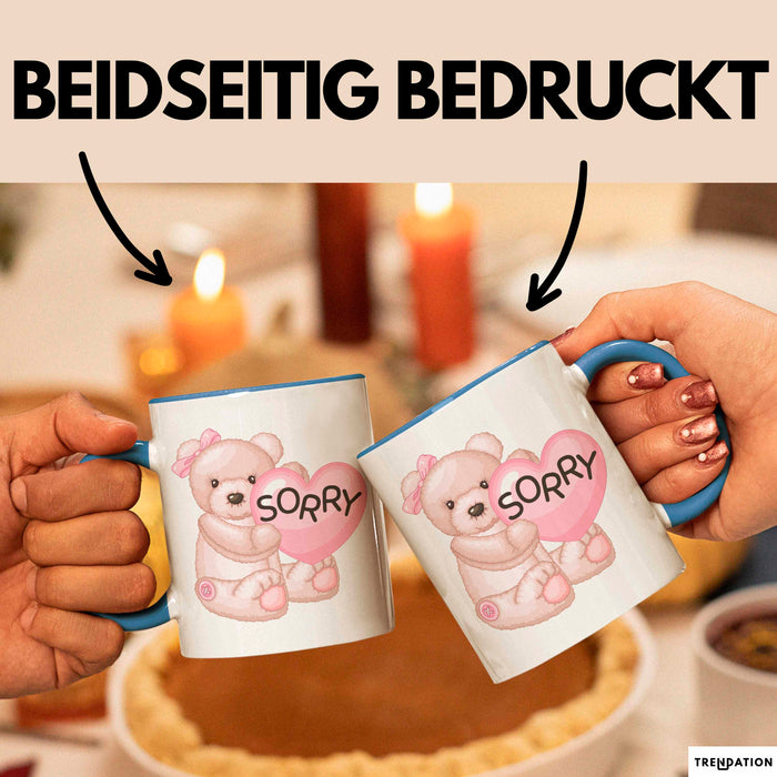 Entschuldigung Tasse Es Tur Mir Leid Geschenkidee Sorry Becher Blau Trendation