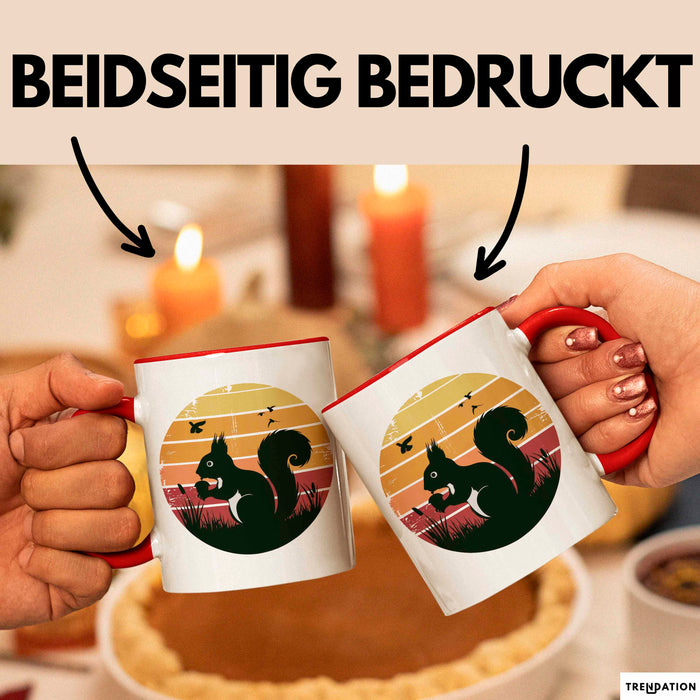 Eichhörnchen Tierliebhaber Retro Tasse Geschenk Lustige Geschenkidee Spruch Rot Trendation