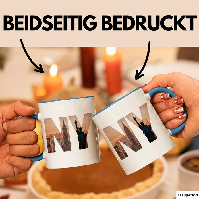 New York City USA Tasse Geschenk Lustige Geschenkidee Spruch Blau Trendation