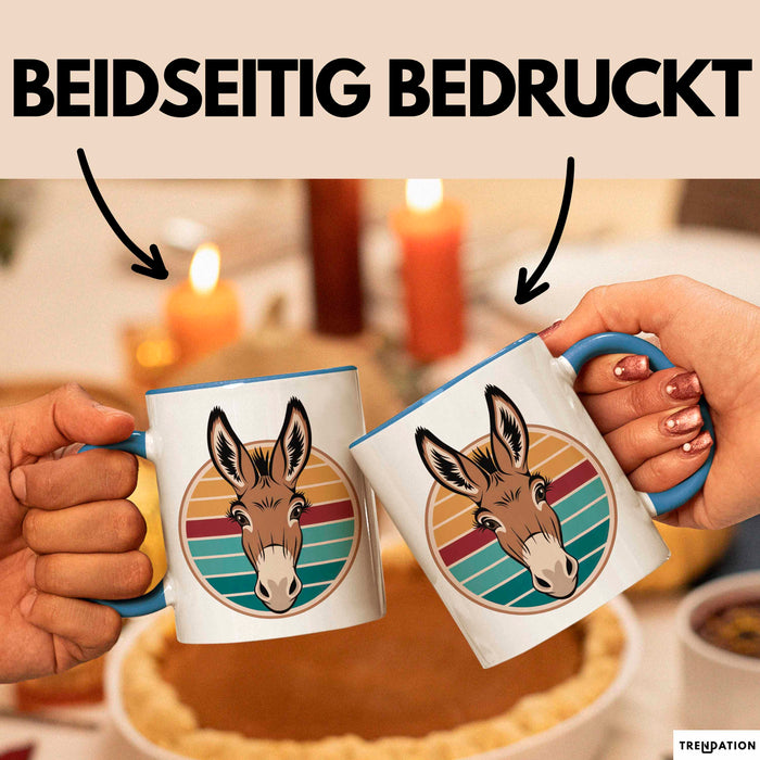Retro Esel Tasse Geschenk Lustige Geschenkidee Spruch Blau Trendation