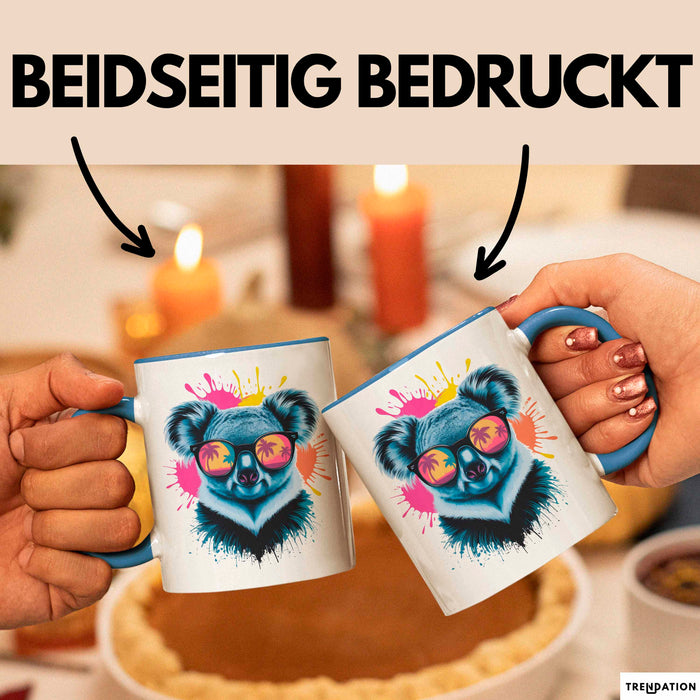 Koala Tier Sonnenbrille Tasse Geschenk Lustige Geschenkidee Spruch Blau Trendation