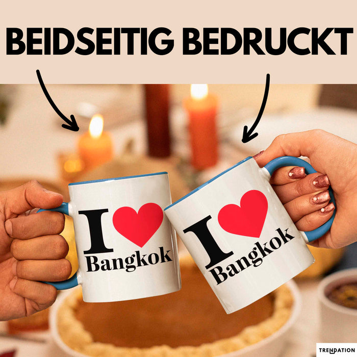 Bangkok Thailand Tasse Geschenk Lustige Geschenkidee Spruch Ich Liebe Bangkok Blau Trendation
