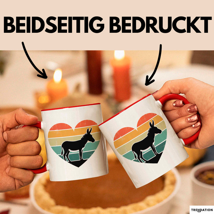 Eselbauer Esel Tier Retro Tasse Geschenk Lustige Geschenkidee Spruch Rot Trendation