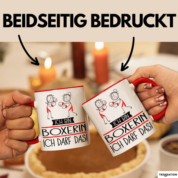 Geschenk für Boxerin Tasse Lustige Geschenkidee Geburtstag Ich Bin Boxerin Ich Darf Das Rot Trendation