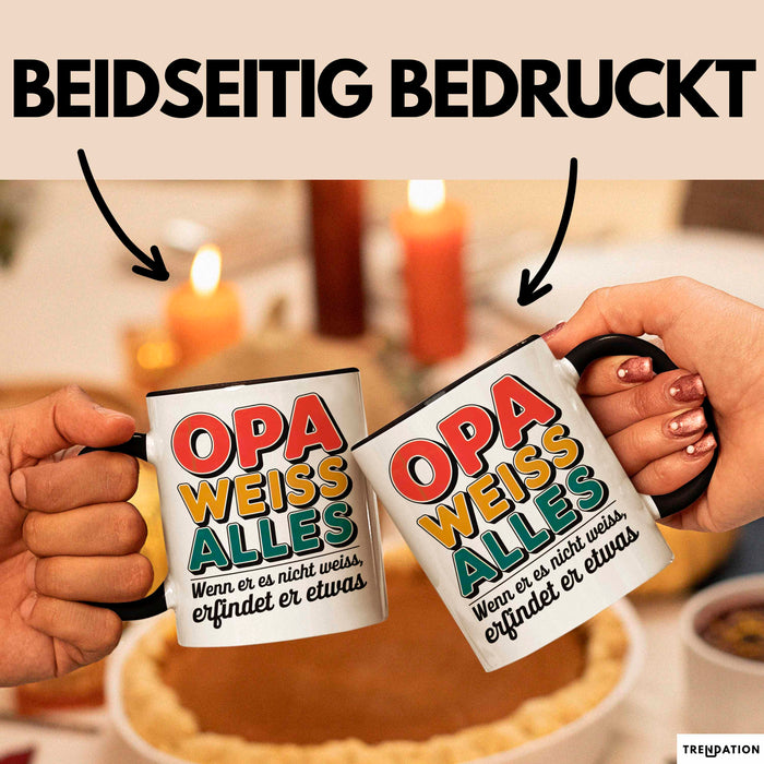 Opa Großvater Tasse Becher Geschenk Lustige Geschenkidee Spruch Opa Weiss Alles Trendation