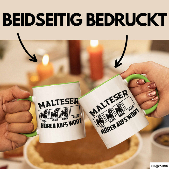 Malteser Hören Aufs Wort Tasse Geschenk Malteser Besitzer Mama Becher Grün Trendation