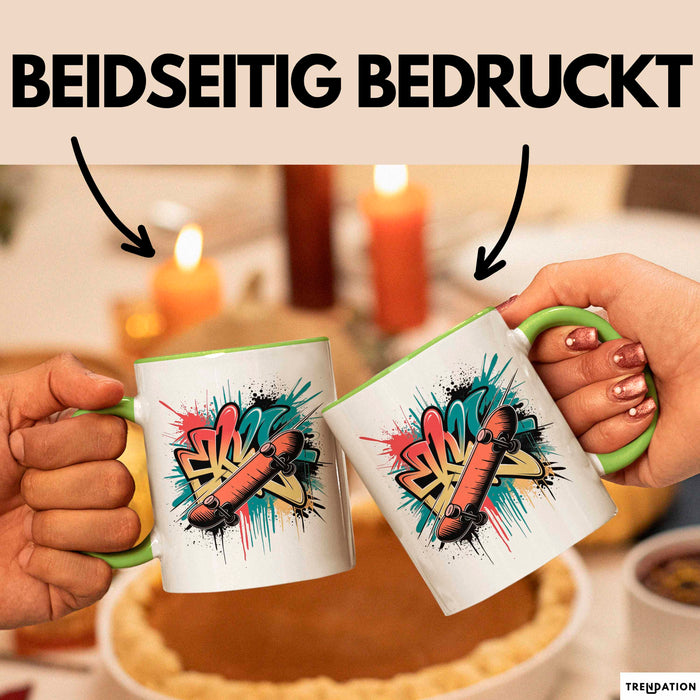 Skater Tasse Geschenkidee Skateboard Fan Lustiger Spruch Geschenkidee Lustig Grün Trendation